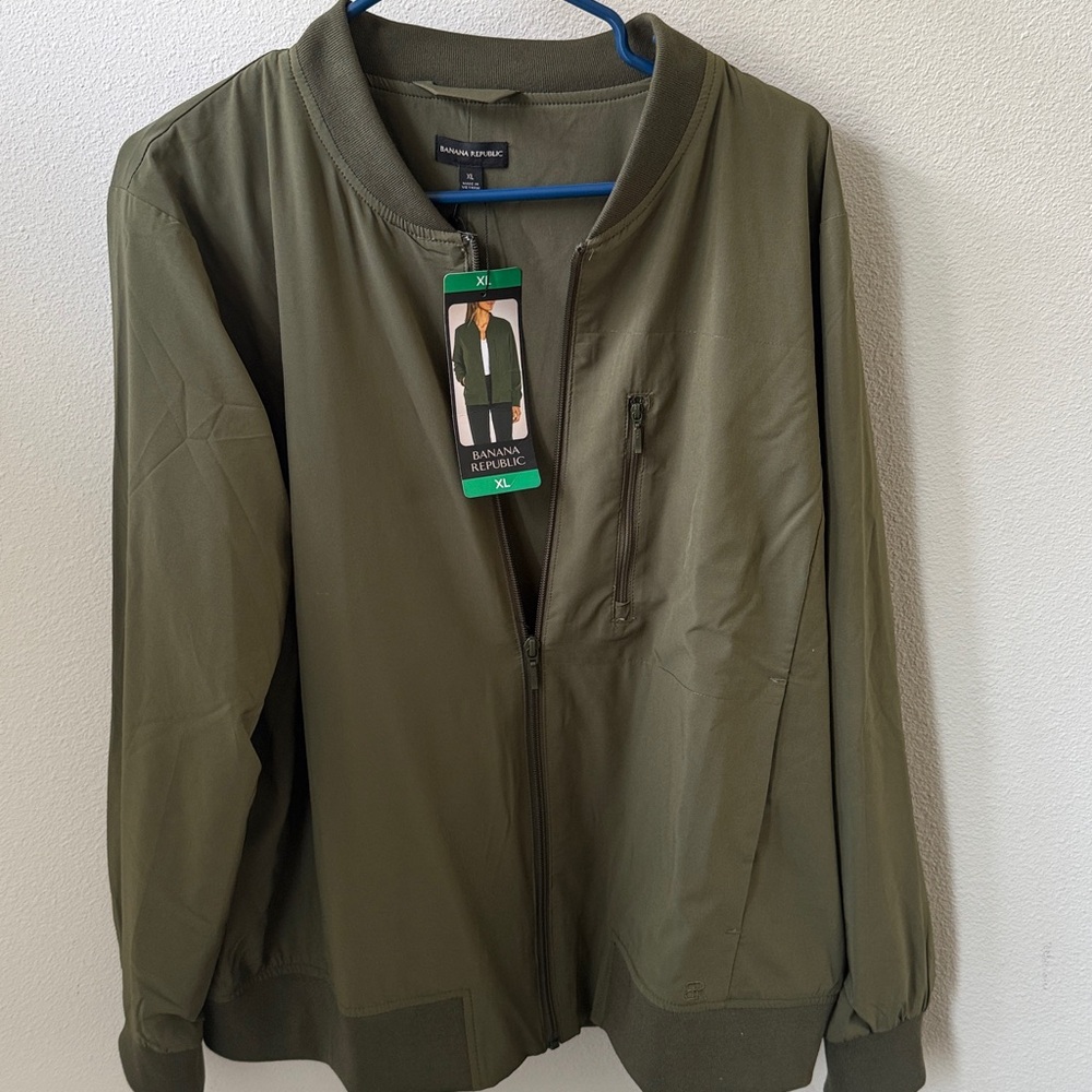 Banana Republic Khaki Green Zip-Up Jacket